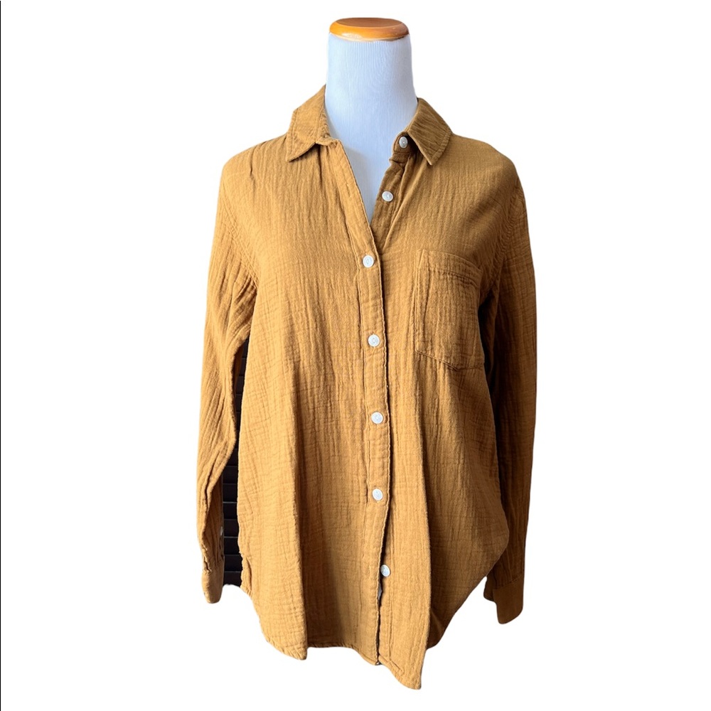 Mustard button up blouse